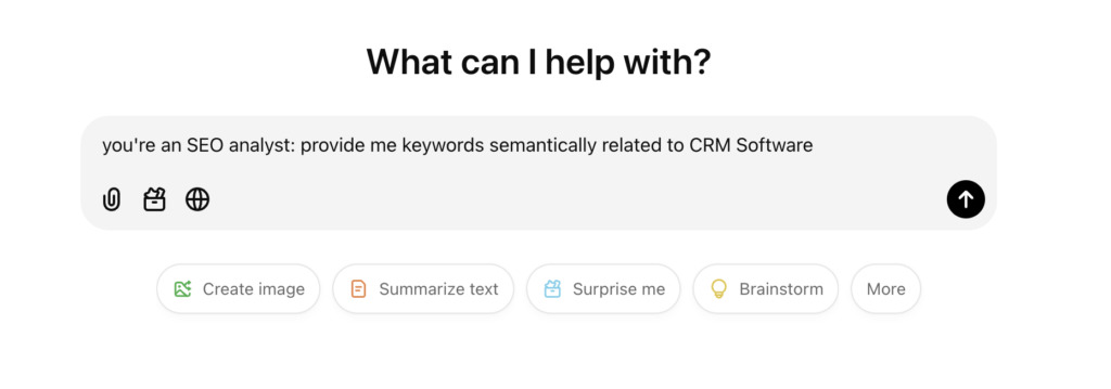 A screenshot of ChatGPT being used for SaaS SEO keyword research